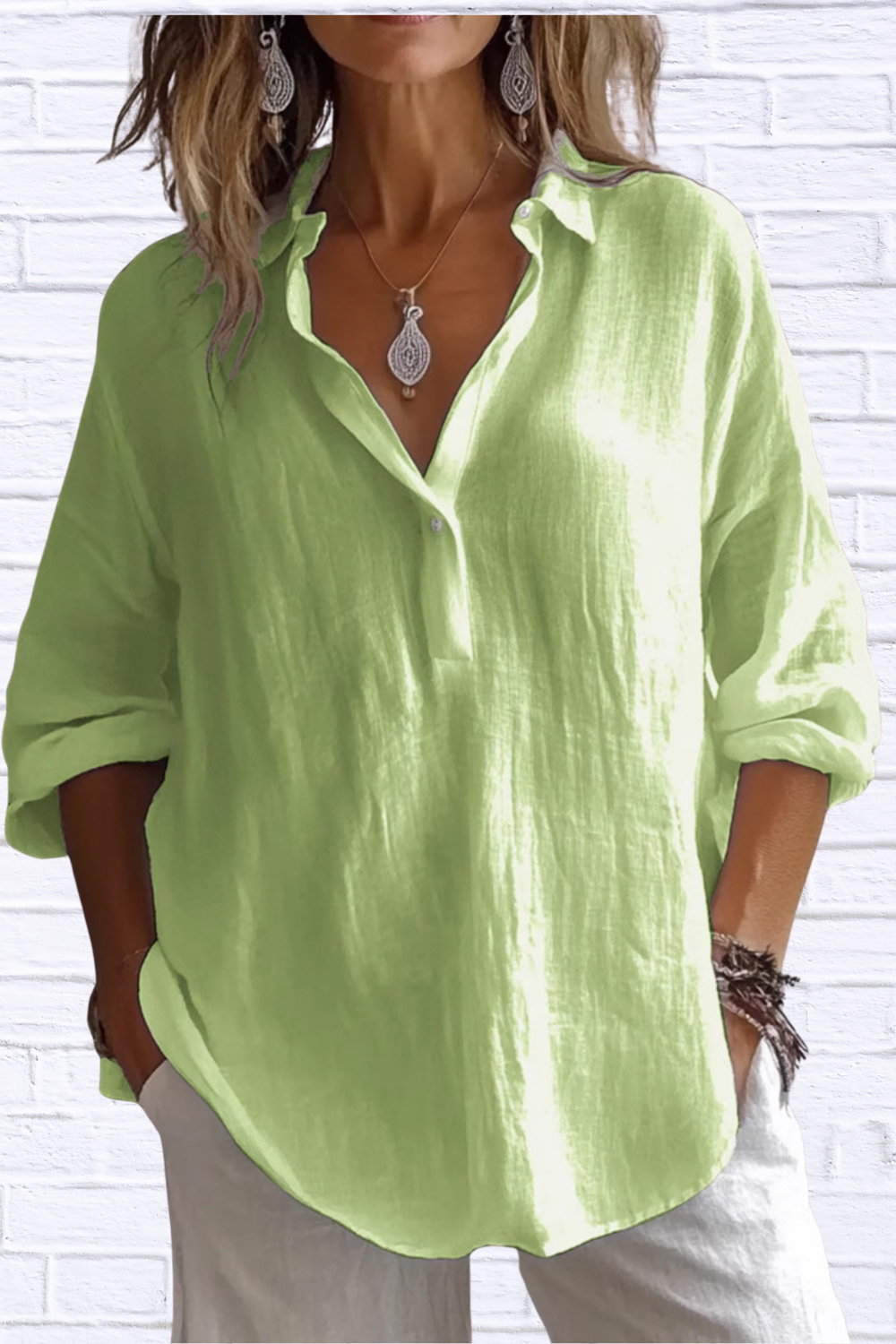 Collared Neck Long Sleeve Shirt