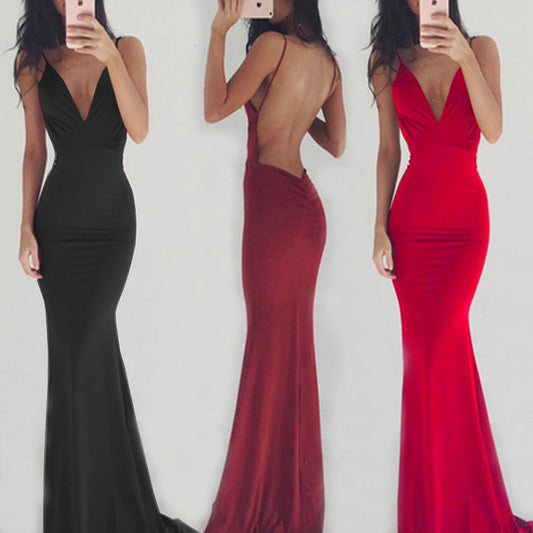 Gina Sleeveless Sexy Back Fitted Gown