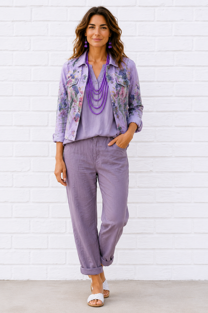One Size Cotton Sateen Pants for Women | Boutique Wide Leg Pants