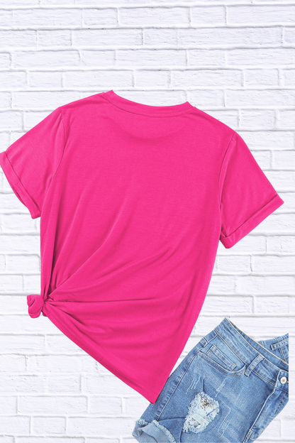 Rhinestone Heart Graphic Crew Neck Valentines Tee