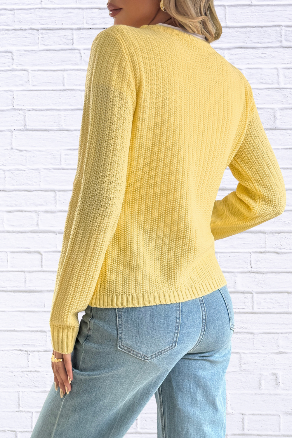 Front Ribbed Long Sleeve Cardigan