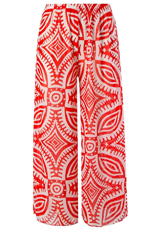 Printed One Shoulder Tummy Control Swimsuit and Wide Leg Cover Up Pants Set Cover up pants OneSize