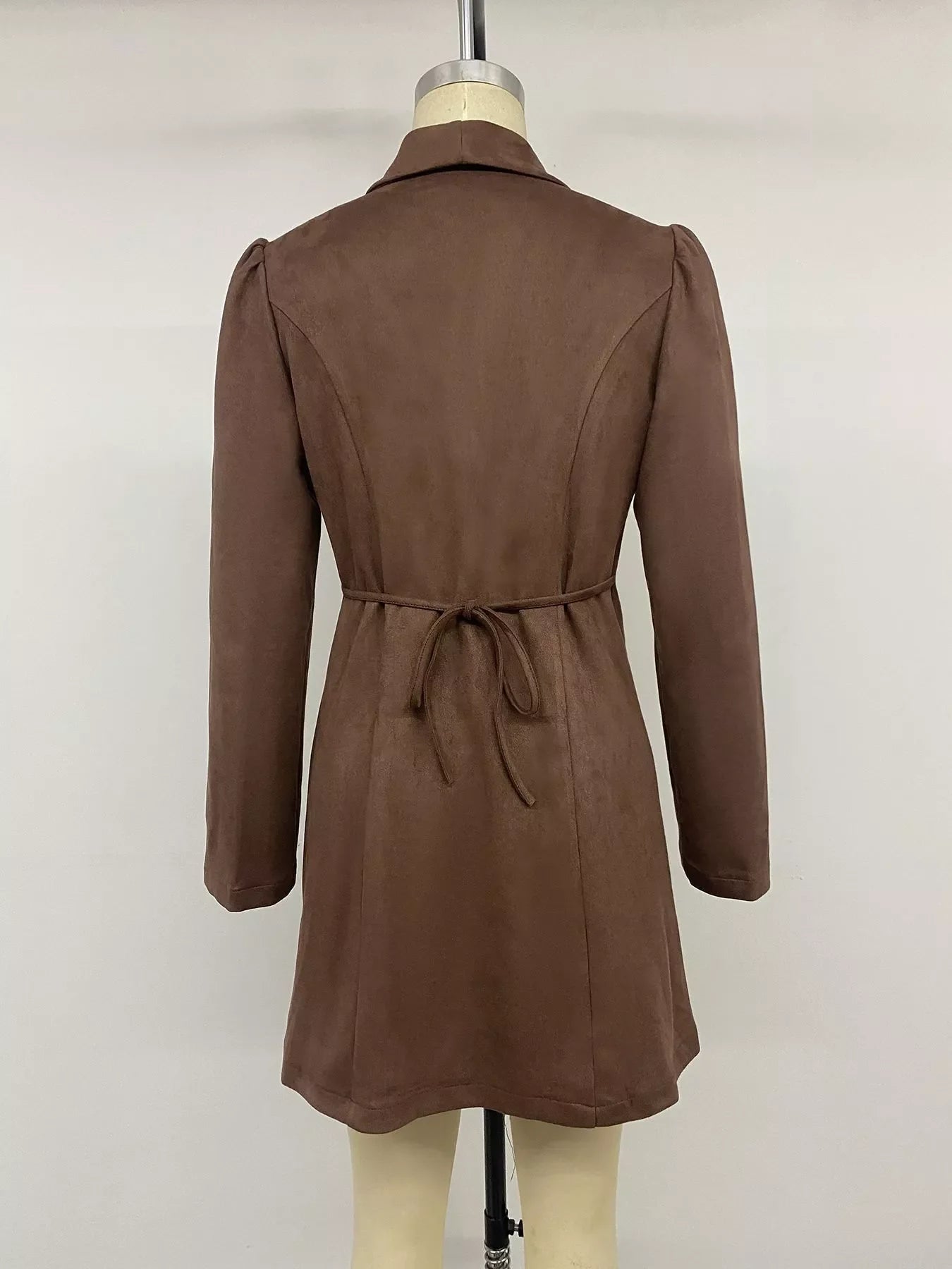 Button-Front Long Sleeve Blazer Dress