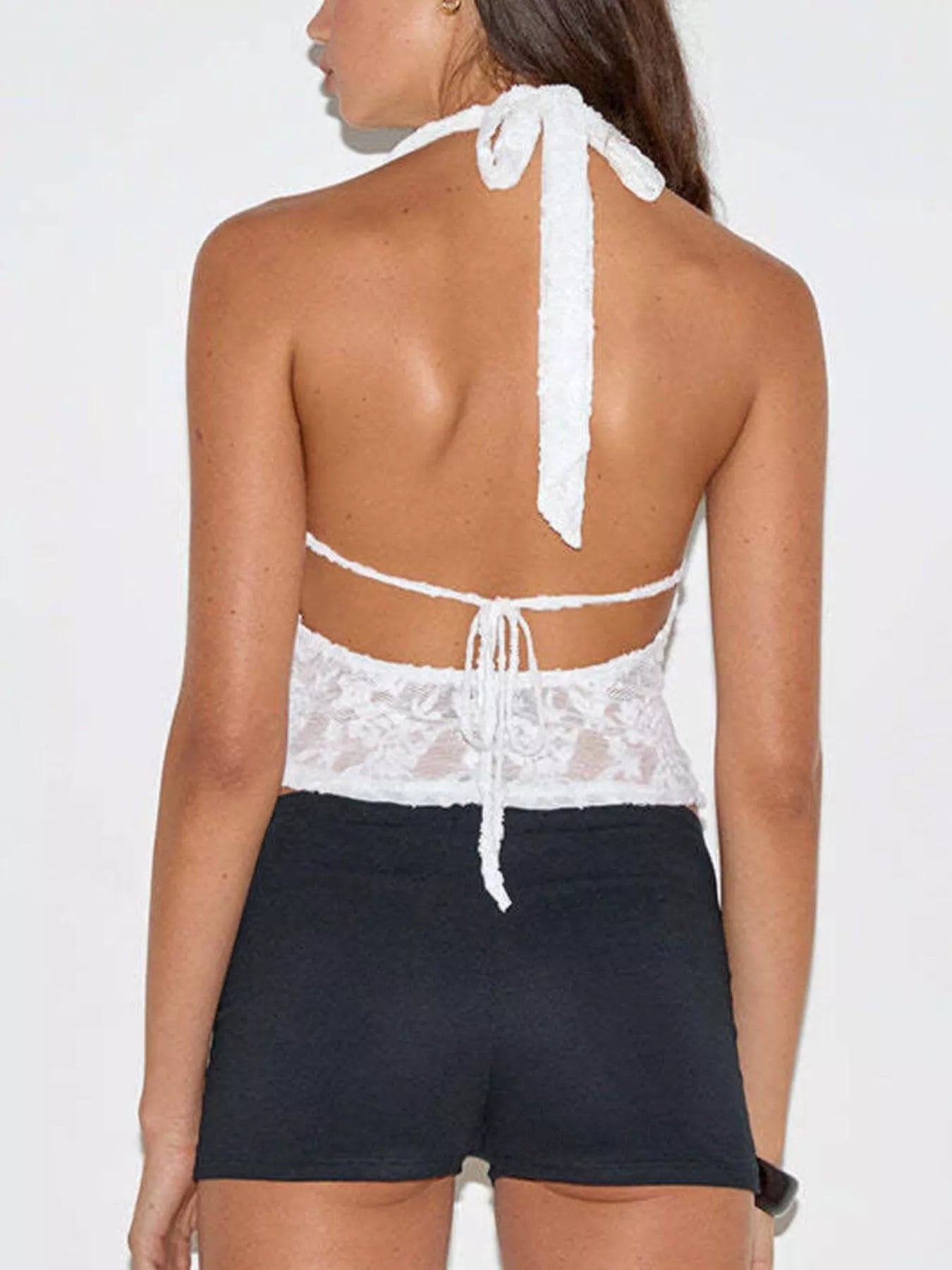 Floral Lace Halter Neck Cami