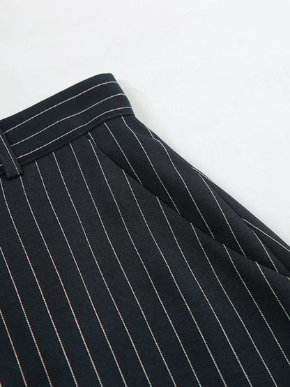 Slit Striped Maxi Skirt