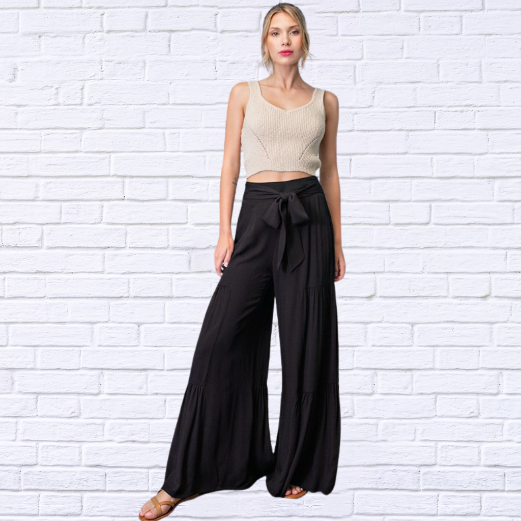 Women's Black Super Swingy Wide Leg  Woven Pants