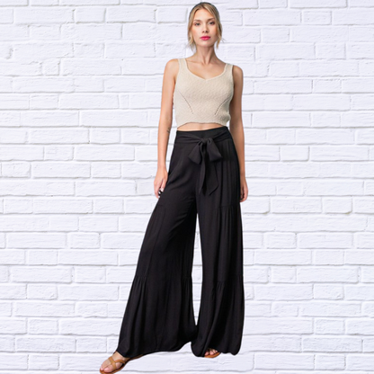 Women's Black Super Swingy Wide Leg  Woven Pants