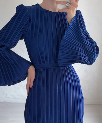 Temperature Flared Sleeve Long Dress