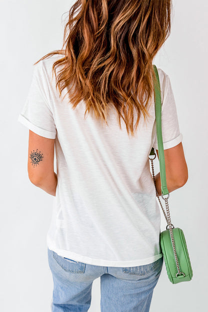 White Checker LUCKY Clover Printed St Patricks T Shirt