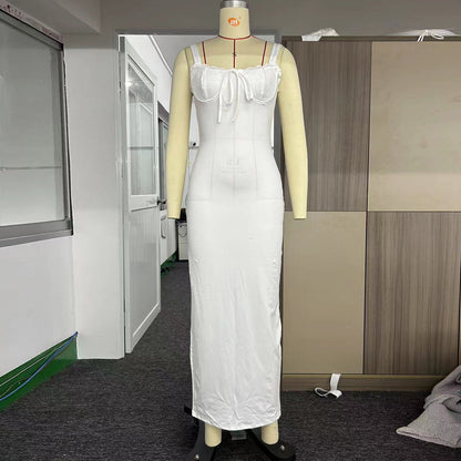 Sexy V-neck Suspender Maxi Dress