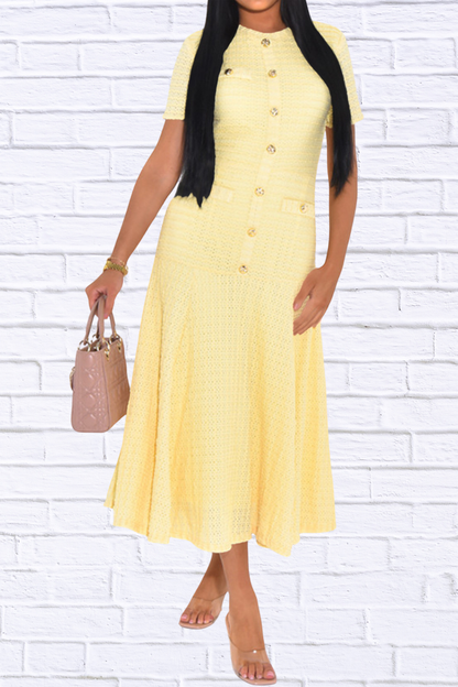 Textured Knit Short Sleeve Dress