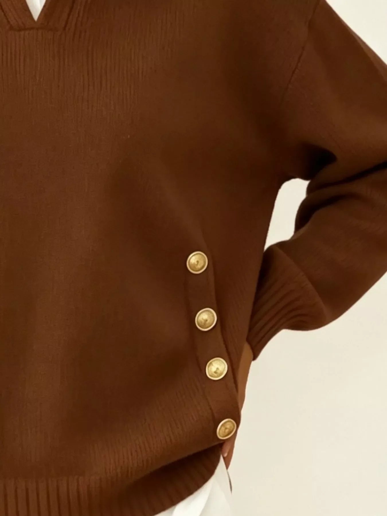Chic Collared Decor-Button Sweater