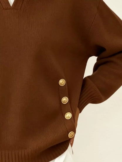 Chic Collared Decor-Button Sweater