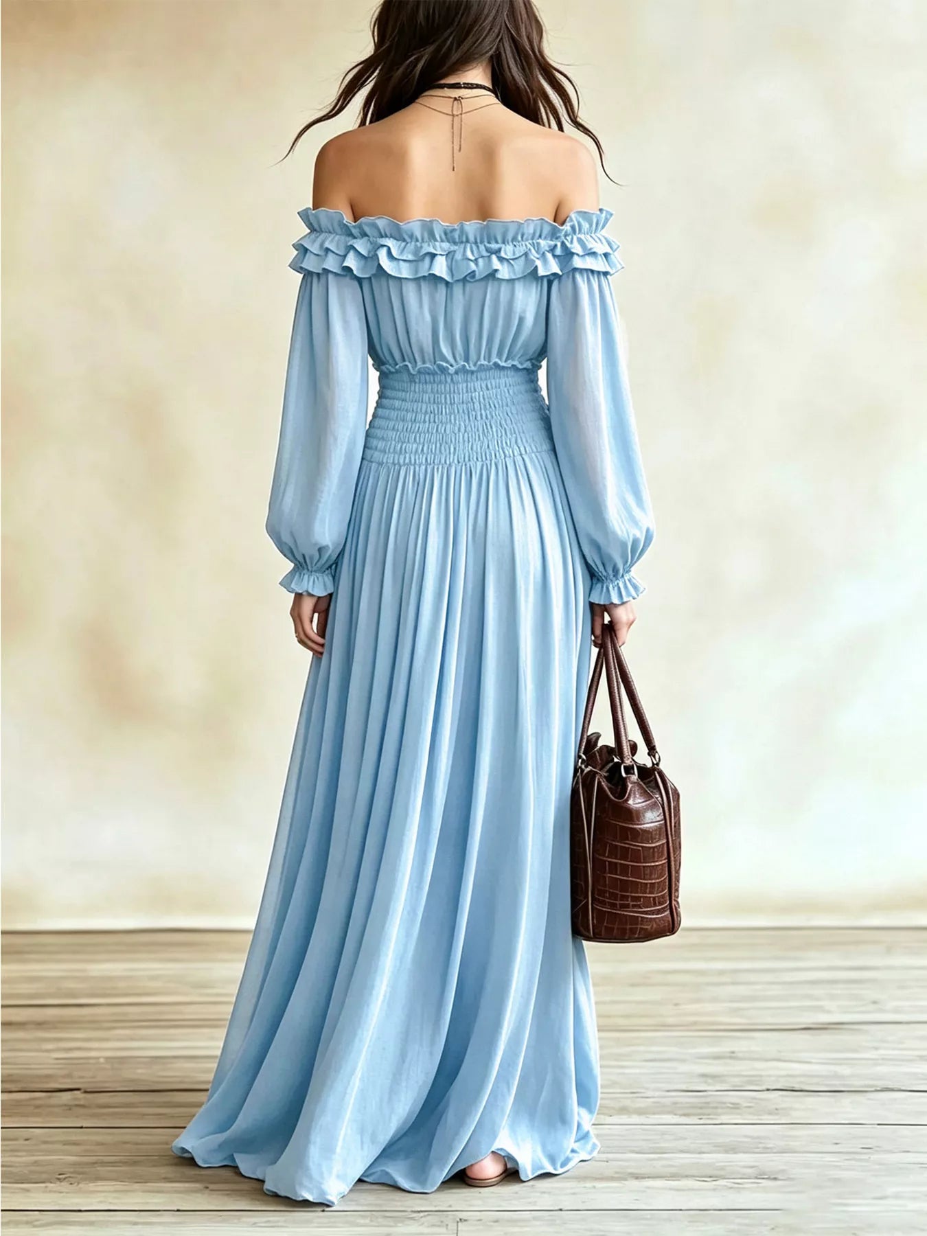 Full Size Off-Shoulder Ruffled Maxi Dress with Smocked Waist Plus Size
