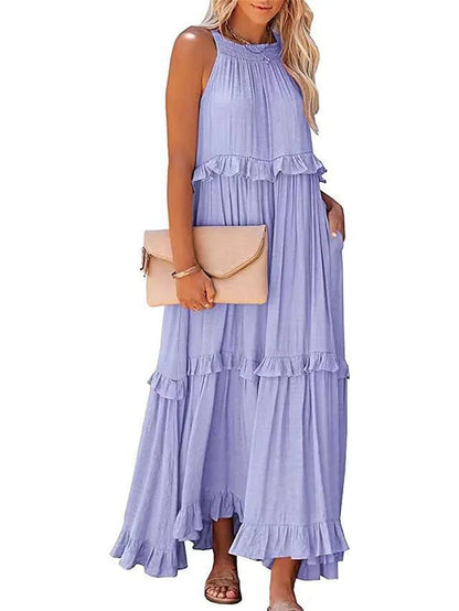 Long Ruffled With Swing Beach Maxi Dress