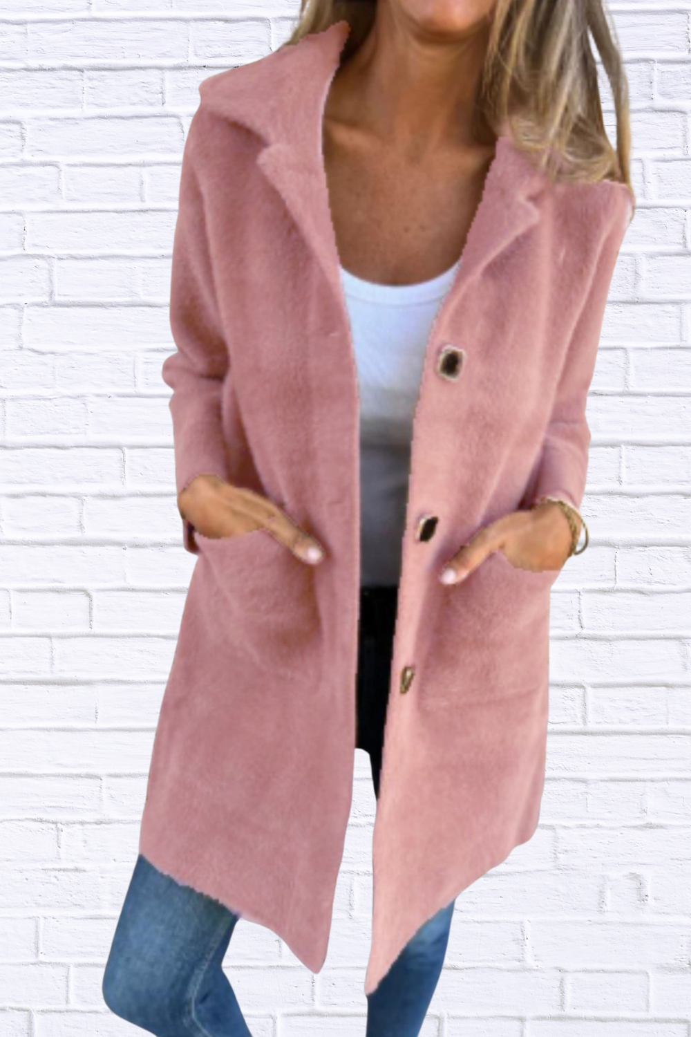 Full Size Button-Down Long Sleeve Longline Coat Plus Size