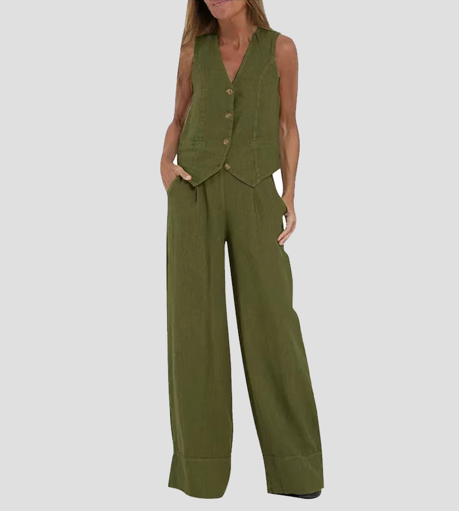 Vest & Pants Cotton Leisure Suit