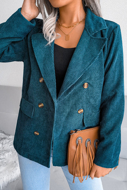 Rosiedress Double Breasted Casual Corduroy Jacket