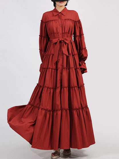 Tiered Tie Waist Maxi Dress