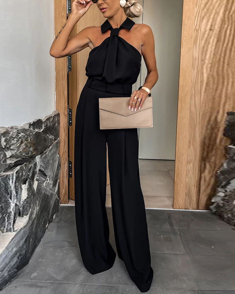 Fashion Pocket Sleeveless Jumpsuit