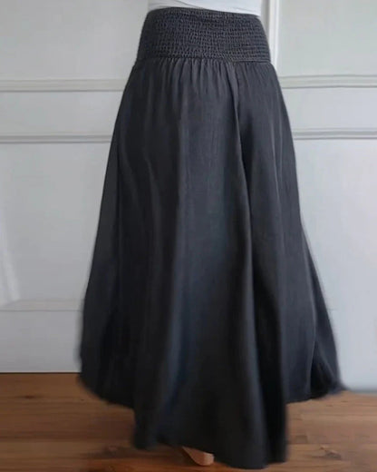 Pantalon large à taille smockée