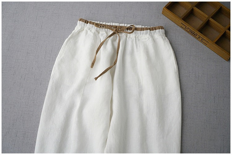 Comfortable loose solid color cropped pants