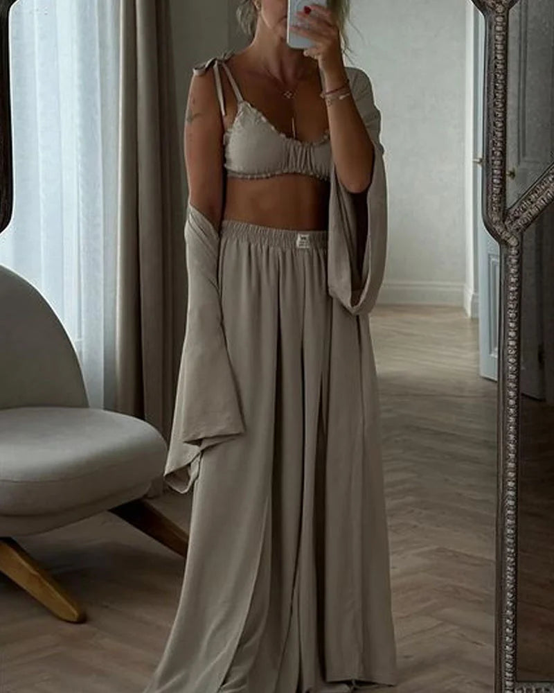 Ensemble deux pièces veste cardigan décontractée et pantalon 