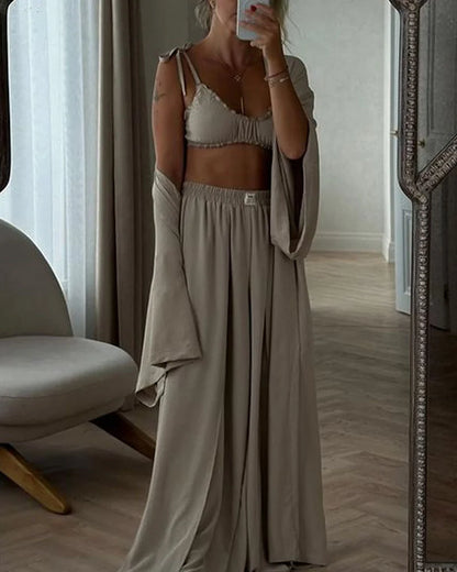 Ensemble deux pièces veste cardigan décontractée et pantalon 