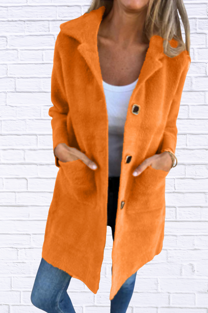 Full Size Button-Down Long Sleeve Longline Coat Plus Size