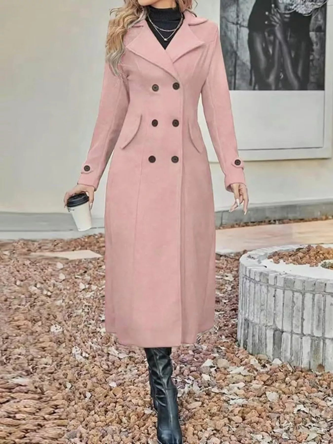 Full Size Double-Breasted Longline Trench Coat Plus Size