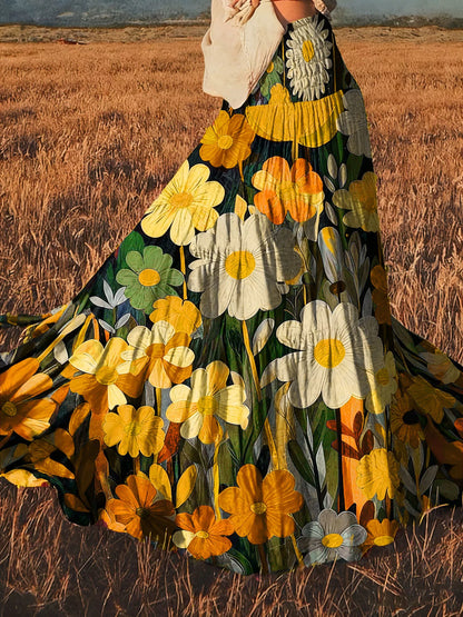 Floral Print High-Waisted Maxi Skirt