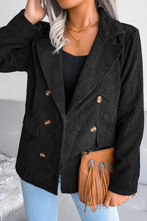 Rosiedress Double Breasted Casual Corduroy Jacket