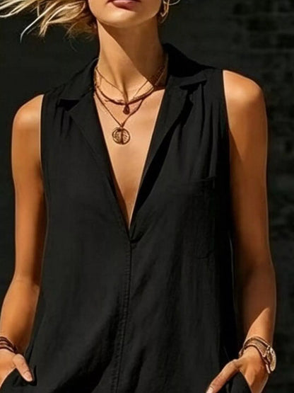 Sleeveless Maxi Dress with Side Pockets