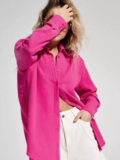 Textured Gauze Button-Down Shirt for Women | Boutique Top