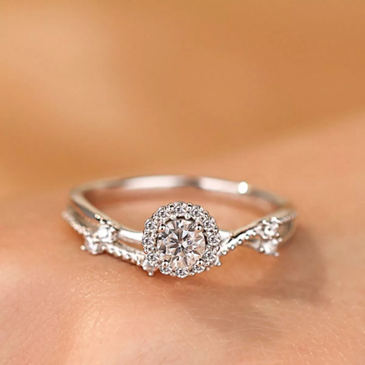 1 Karat 925 Sterling Silber Moissanit Schichtring