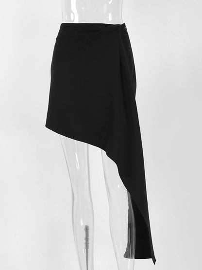 Asymmetric High-Waisted Draped Mini Skirt
