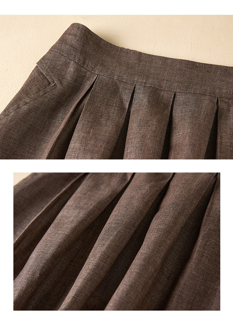 Simple cotton linen casual skirt