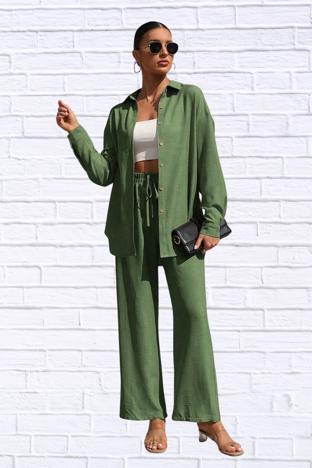 Button Up Shirt & Pants Set | Women’s Matching Outfit