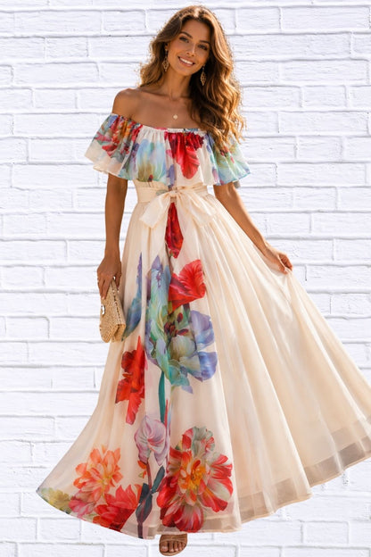 Floral Off-Shoulder A-Line Dress for Women