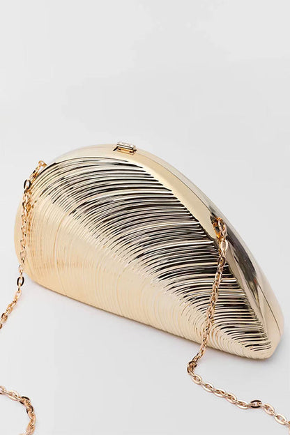 Trendy Chain Glitter Oyster Clutch Bag