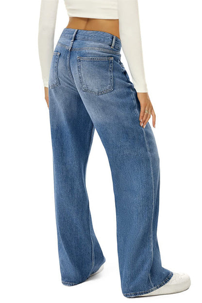 Rosiedress Casual Wide Leg Distressed Denim Pants