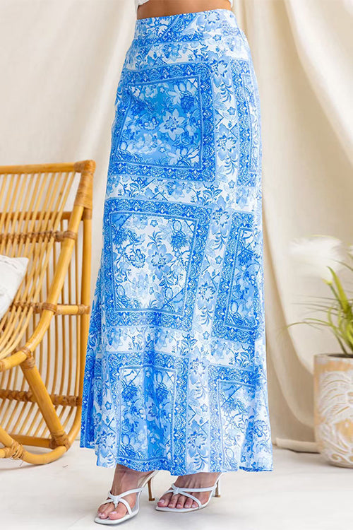 High Rise Floral Print Maxi Skirt