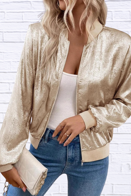 Zip Up Gold Long Sleeve Jacket