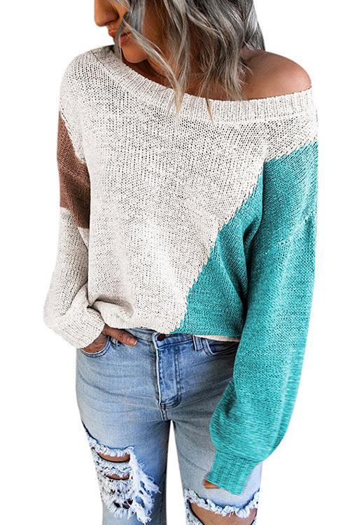 Rosiedress Triple Color Block Knit Sweater White