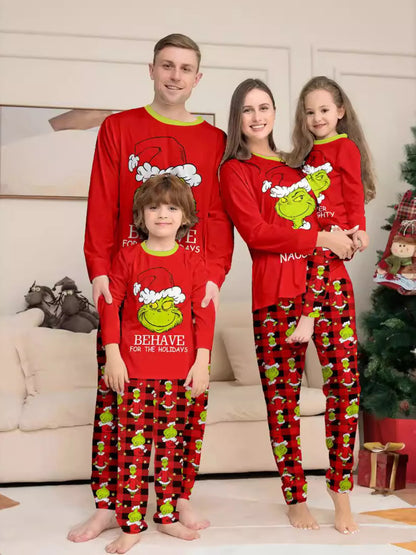 Full Size Grinch Themed Matching Family Christmas Pajama Set Plus Size