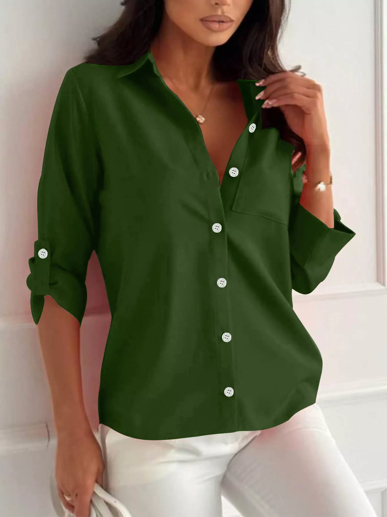 Button-Down Roll-Up Sleeve Shirt