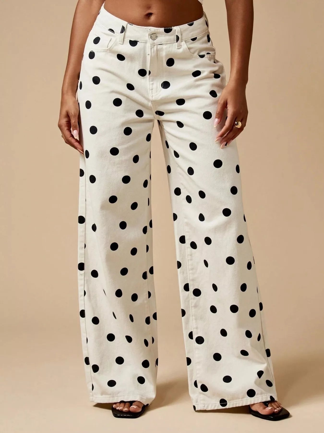 Polka Dot Wide-Leg Jeans for Women | Statement Denim