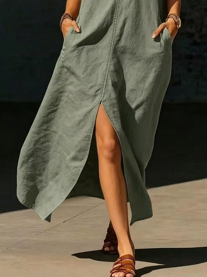 Sleeveless Maxi Dress with Side Pockets