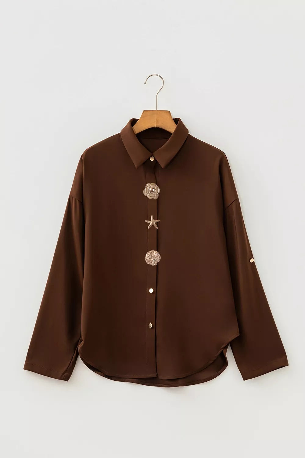 Multi Button Long Sleeve Shirt for Women Elegant Casual Top