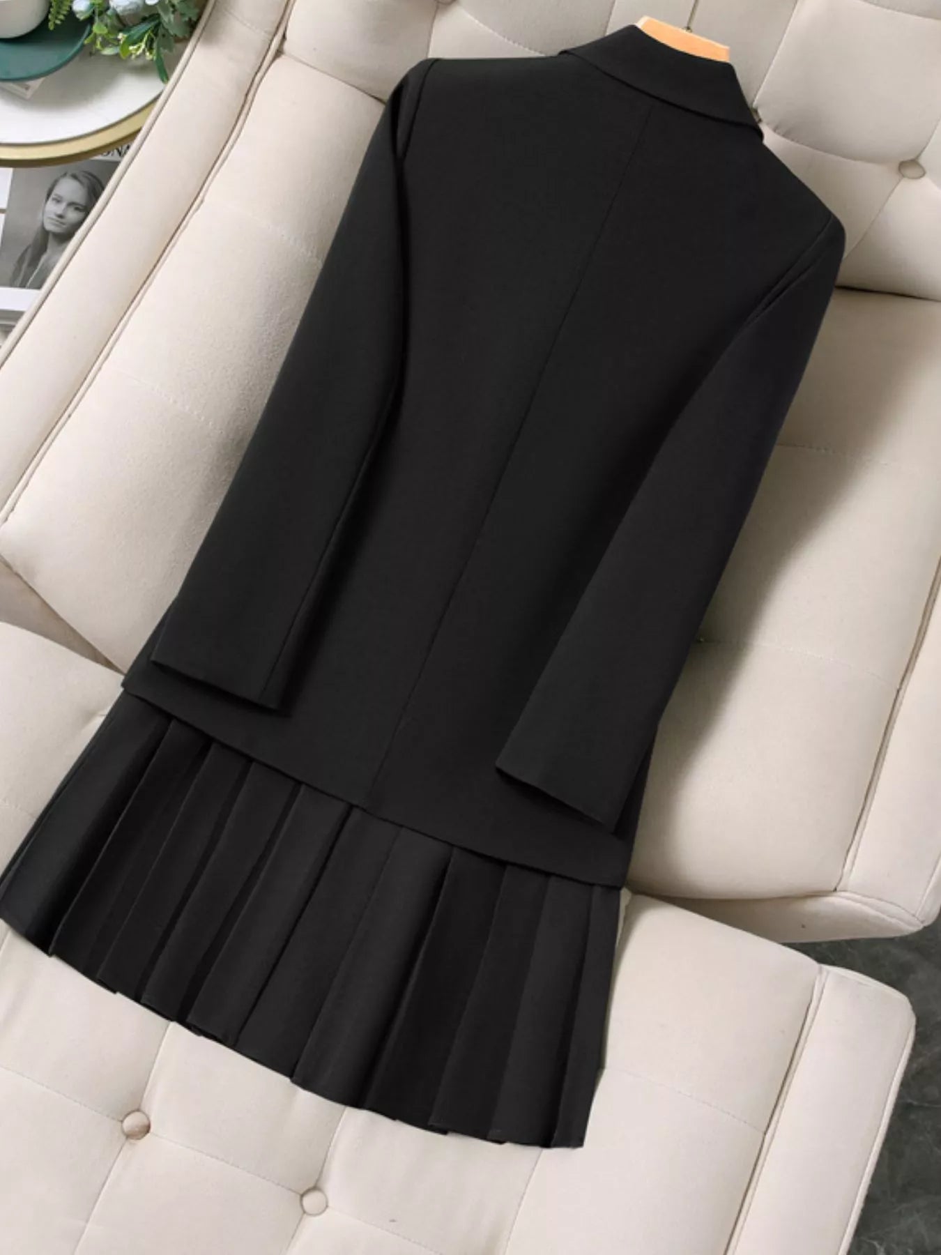 Plus Size Asymmetrical Pleated Blazer Dress